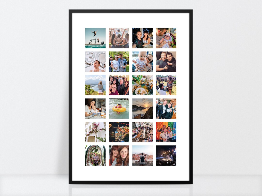 Custom Instagram Style Photo Collage Print, Personalised Photo Poster, Holiday Photos