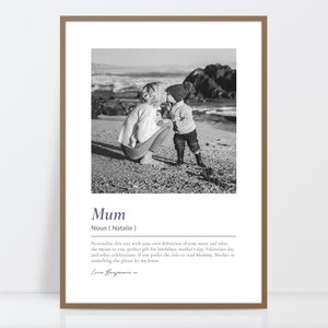 Personalisierte Mama Definition Druck, Foto Geschenk für Muttertag, Fotocollage, Valentinstag Geschenk für Mama, Geburtstagsgeschenk für Mama, Mama Zitat