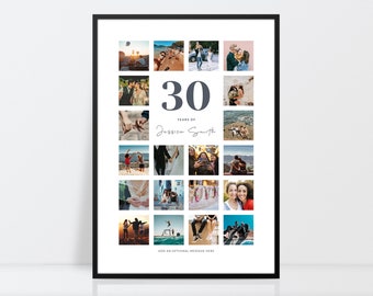 30th birthday photo collage, 30th birthday gift, Birthday collage, Special birthday, 30th birthday print, Memories collage, A3, A4, 10X12