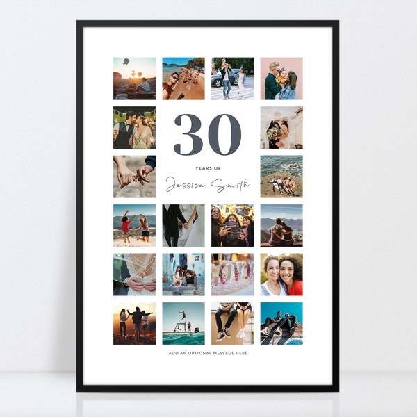 30th birthday photo collage, 30th birthday gift, Birthday collage, Special birthday, 30th birthday print, Memories collage, A3, A4, 10X12