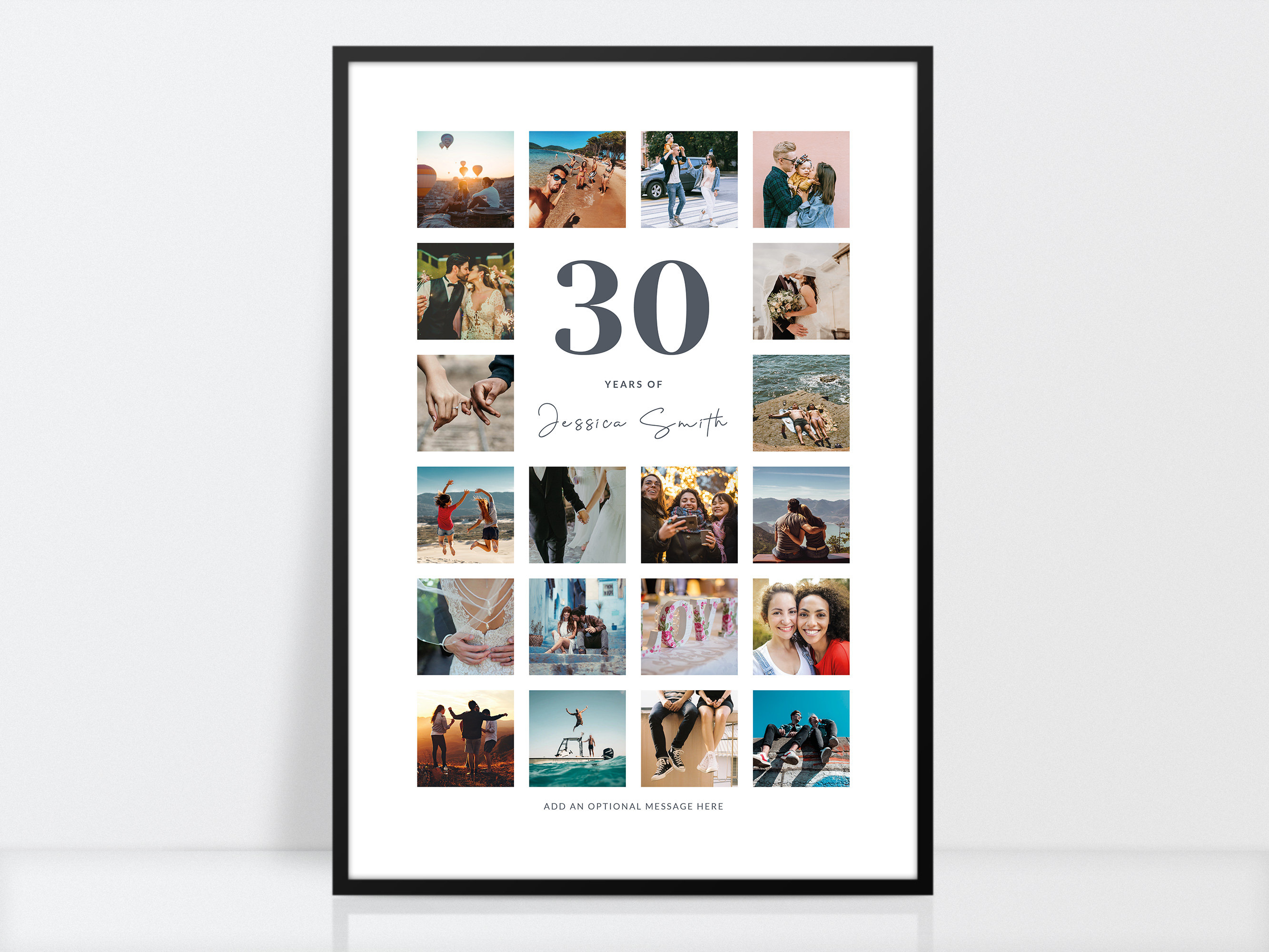 30x30 Frame Silver Matted for 30x30 Picture or 34x34 Art Poster Without Photo Mat Display Your, Size: 30 x 30