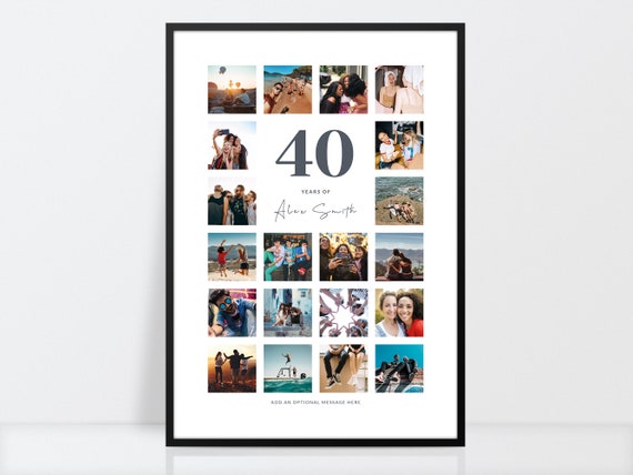 40th Birthday Photo Collage 40th Birthday Gift Birthday Collage