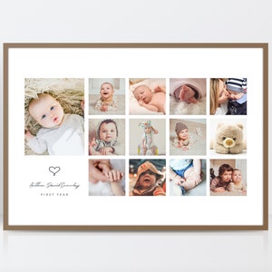 Impresión de bebé de 12 meses, Collage de fotos de bebé, Impresión de mi primer año, Regalo de hito de bebé, Regalo de primer cumpleaños, Póster de mi primer año, Idea de regalo de bebé