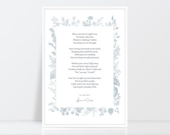 Personalised poem print, Memory of print, Birthday poem, Anniversary poem art, A3, A4, 10x12