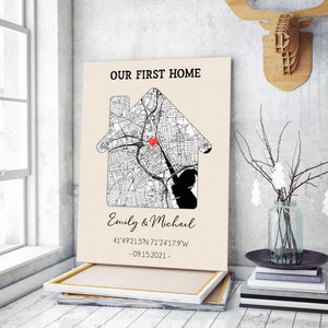 Custom Home Map Print, First Time Home Buyer, Personalized Housewarming Gift, First Home Map, Our First Home, Our Home Map, Coordinates Map