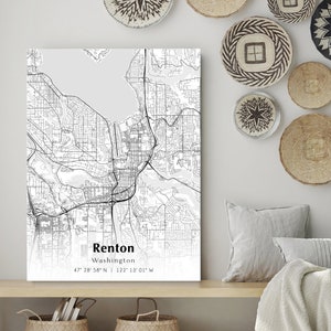 Renton City Map Print, Renton Washington Map Poster, USA City Street Map, Map of Renton, Modern City Map, Renton Map Print, Wall Print Art