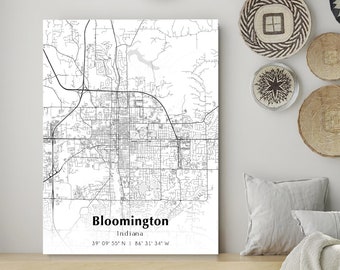 Bloomington City Map Print, Bloomington Indiana Map Poster, USA City Street Map, Map of Bloomington, Modern City Map, Bloomington Map Print