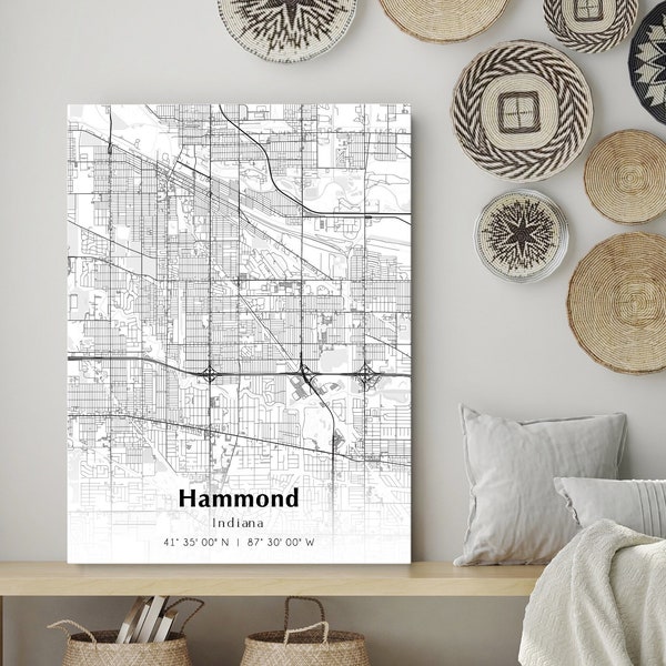 Hammond City Map Print, Hammond Indiana Map Poster, USA City Street Map, Map of Hammond, Modern City Map, Hammond Print, Travel Poster Map