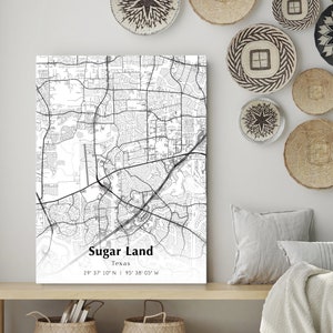 Sugar Land City Map Print, Sugar Land Texas Map Poster, USA City Street Map, Map of Sugar Land, Modern City Map, Sugar Land Map Print