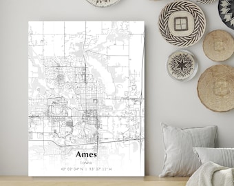 Ames City Map Print, Ames Iowa Map Poster, USA City Street Map, Map of Ames, Modern City Map, Ames Print, Anniversary Gift, Travel Poster