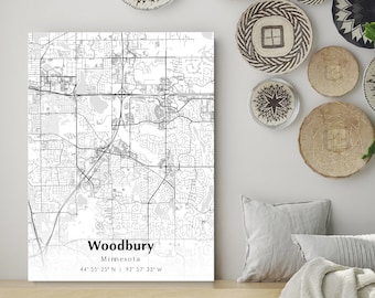 Woodbury City Map Print, Woodbury Minnesota Map Poster, USA City Street Map, Map of Woodbury, Modern City Map, Anniversary Gift, Home Decor