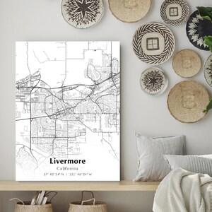 Livermore City Map Print, Livermore California Map Poster, USA City Street Map, Map of Livermore, Modern City Map, Livermore Print, Wall Art