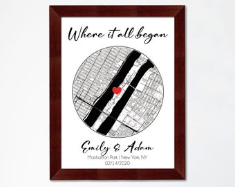 Girlfriend Valentines Day Gift For Couple, Valentines Day Custom Map, First date memory map, Any location map, Boyfriend gift, Husband Gift