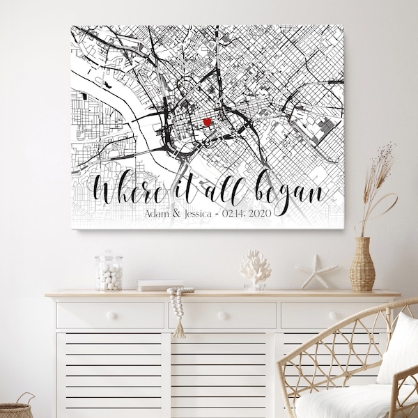 Wife Christmas gift, Wife anniversary gift, Wife present, Husband gift, Engagement Gift, Couples Gift, Address map canvas print, Wall canvas