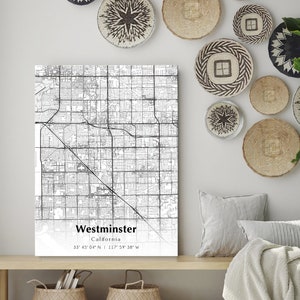 Westminster City Map Print, Westminster California Map Poster, USA City Street Map, Map of Westminster, Modern City Map, Westminster Print