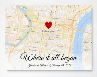 Wedding gift idea, Where it all began, Wedding gift for couple, Your Location Map, Personalized map print, Valentines Day Gift, Wedding gift