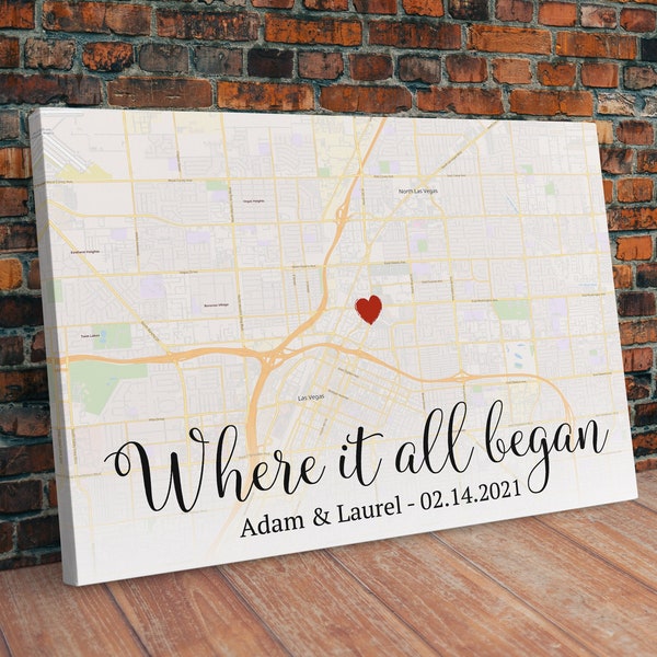 Valentines Day Gift For Her, Valentines Day Gift, Gift For Girlfriend, Valentines Day Decor, Where it all began, Location Map, Map print