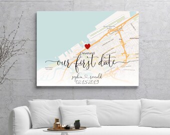 1st anniversary gift for husband, First Date Map, First date gift, Wedd anniversary gift, Wedding gift, Husband Christmas gift, Wife gift