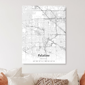 Palatine City Map Print, Palatine Illinois Map Poster, USA City Street Map, Map of Palatine, Modern City Map, Palatine Anniversary Gift
