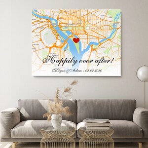 Husband anniversary gift, 1st anniversary gift, Wedding anniversary, Custom map, Canvas print map, Wife gift, Husband Gift, Anniversary gift