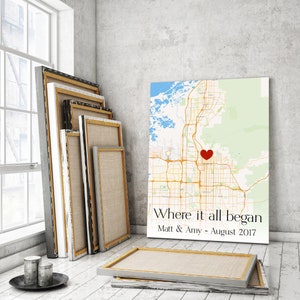 Personalized wedding gift on canvas, Framed map print, Cotton canvas map print, Wall map canvas sign, Family gift, Husband Gift, Wife gift
