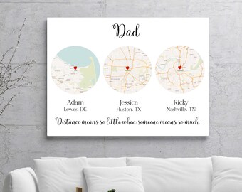 Regalo del día del padre, regalo de jubilación para el padre, regalo de cumpleaños de la hija, regalo del hijo, de la esposa, mapa de cualquier ubicación, regalo de Papá Noel