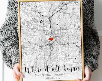 Personalized Valentines Day for Her, Valentines Day custom map print, Valentines Day couple gift, Engagement gift, Wall decor framed map art