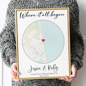 First Date Gift, Our First Date Memory, First Anniversary Gift, The Day We Met, Where We Met, Custom Map, Personalized Map Gift For Her Him