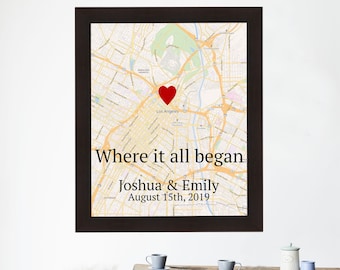 Valentines Day Gift for Him, Personalized map print, Valentines Day Gift for Her, Address map print, Print framed, Wife gift, Husband Gift