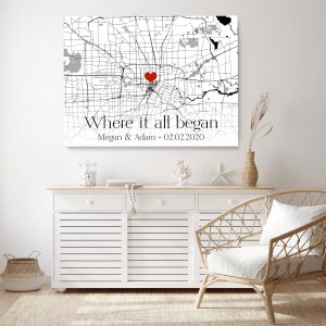 First anniversary gift, Paper anniversary gift, 1st anniversary gift, Paper print map, Personalized map, Canvas print map, Wife Husband gift