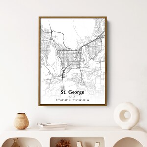 St. George City Map Print, St. George Utah Map Poster, USA City Street Map, Map of St. George, Modern City Map, St. George Print, Wall Decor