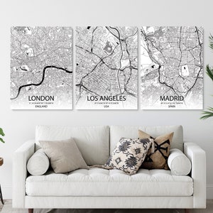 Any City Map Print, Any Location Map, Set of 1, 2 or 3 maps, Multiple sizes available, Map Poster Print, Map Canvas Print, Framed map print