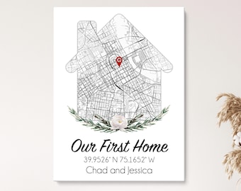 Personalized Housewarming Gifts, Personalized Home Map, First Home Gift for Couple, Home buyer gift, Our First Home, House Address Map