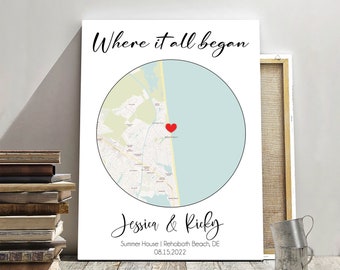 Where We Met, Where it all began Map, Couple Map, Gift for Her, Gift for Him, Custom Map, Anniversary/Valentines Day Gift, Use any location