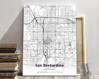 San Bernardino City Map Print, San Bernardino California Map Poster, USA City Street Map, Map of San Bernardino, San Bernardino Wall Decor