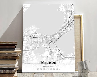 Madison City Map Print, Madison Wisconsin Map Poster, USA City Street Map, Map of Madison, Modern City Map, Madison Print, Wall Hanging Art