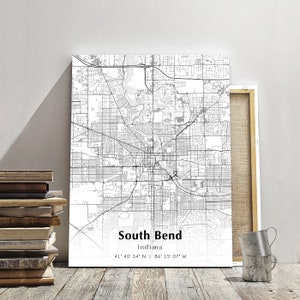 South Bend City Map Print, South Bend Indiana Map Poster, USA City Street Map, Map of South Bend, Modern City Map, South Bend Map Print