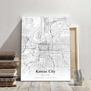 Kansas City City Map Print, Kansas City Missouri Map Poster, USA City Street Map, Map of Kansas City, Modern City Map, Kansas City Print