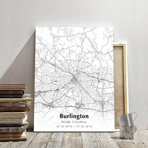 Burlington City Map Print, Burlington North Carolina Map Poster, USA City Street Map, Map of Burlington, Modern City Map, Burlington Print