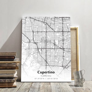 Cupertino City Map Print, Cupertino California Map Poster, USA City Street Map, Map of Cupertino, Modern City Map, Cupertino Poster Print