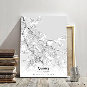 Quincy City Map Print, Quincy Massachusetts Map Poster, USA City Street Map, Map of Quincy, Modern City Map, Quincy Print, Travel Map Poster