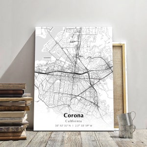 Corona City Map Print, Corona California Map Poster, USA City Street Map, Map of Corona, Modern City Map, Perfect Housewarming Gift