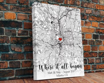 Personalized Valentines Day for Him, Valentines Day map print, Valentines Day couple gift, Wedding Anniversary gift, Custom map framed print