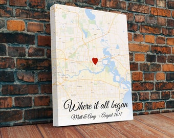 Custom Map Print, Framed Map Print, Anniversary Gift Idea, Couple Gift, Wedding gift, Personalized map canvas, Custom map, Husband Wife Gift