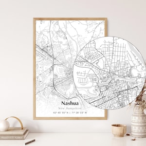 Nashua City Map Print, Nashua New Hampshire Map Poster, USA City Street Map, Map of Nashua ...
