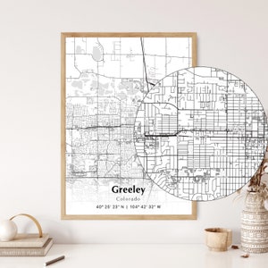 Greeley City Map Print, Greeley Colorado Map Poster, USA City Street Map, Map of Greeley, Modern City Map, Greeley Map Print, Perfect Gift