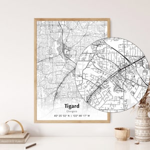 Tigard City Map Print, Tigard Oregon Map Poster, USA City Street Map, Map of Tigard, Modern City Map, Tigard Print