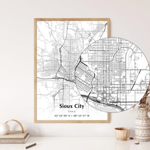 Sioux City City Map Print, Sioux City Iowa Map Poster, USA City Street Map, Map of Sioux City, Modern City Map, Sioux City Print, Map Poster