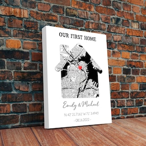 Our First Home map, Personalized map, Personalized Housewarming Gifts, New Home gift, Housewarming Gift for couple, New House Map
