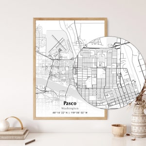 Pasco City Map Print, Pasco Washington Map Poster, USA City Street Map, Map of Pasco, Modern City Map, Pasco Travel Map, House Wall Decor